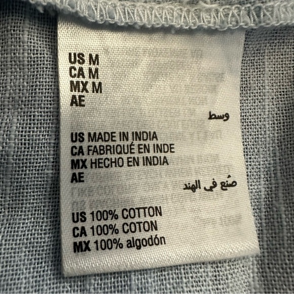 INC International Concepts Blue Cotton Long Sleeve Summer Blouse, M - Picture 9 of 10